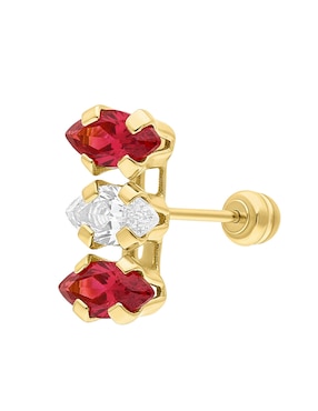 Broqueles rectangular Joyería M de Leon de oro 10 K con acabado pulido zirconia