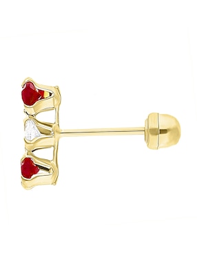 Broqueles rectangular Joyería M de Leon de oro 10 K con acabado pulido zirconia