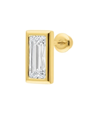 Broqueles rectangular Joyería M de Leon de oro 10 K con acabado pulido zirconia