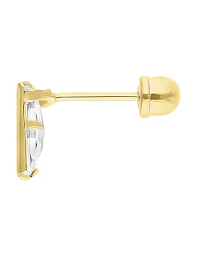 Broqueles rectangular Joyería M de Leon de oro 10 K con acabado pulido zirconia