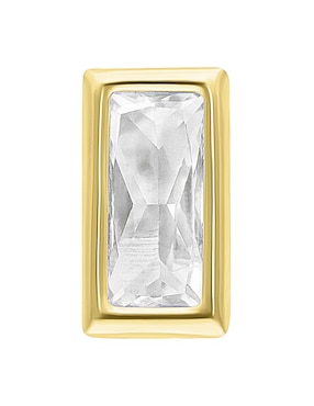Broqueles rectangular Joyería M de Leon de oro 10 K con acabado pulido zirconia
