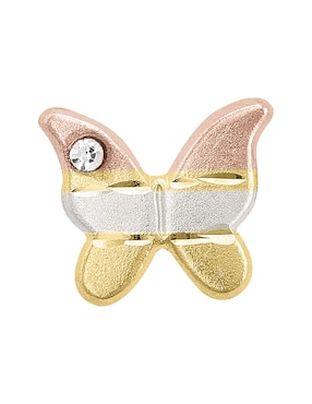 Broqueles de mariposa Joyería M de Leon de oro 10 K con acabado pulido zirconia