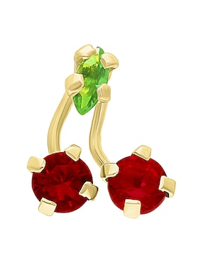 Broqueles de cereza Joyería M de Leon de oro 10 K con acabado pulido zirconia