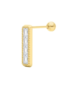 Broqueles rectangular Joyería M de Leon de oro 10 K con acabado pulido zirconia