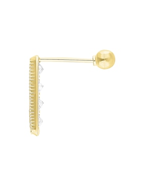 Broqueles rectangular Joyería M de Leon de oro 10 K con acabado pulido zirconia