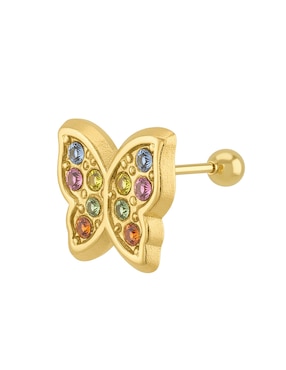 Broqueles de mariposa Joyería M de Leon de oro 10 K con acabado pulido zirconia