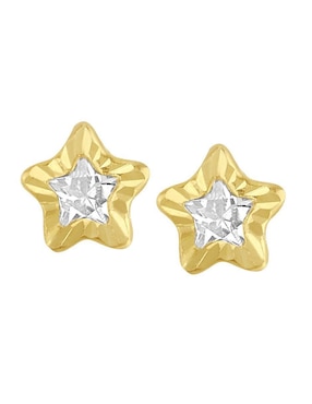 Broqueles de estrella Joyería M de Leon de oro 10 K con acabado brillante zirconia