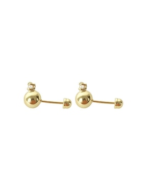 Broqueles de esfera Mancini de oro 14 K con acabado brillante zirconia
