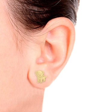 Aretes cortos de perro Fianelli de oro 14 K con acabado brillante