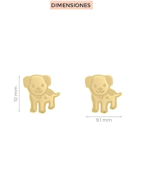 Aretes cortos de perro Fianelli de oro 14 K con acabado brillante