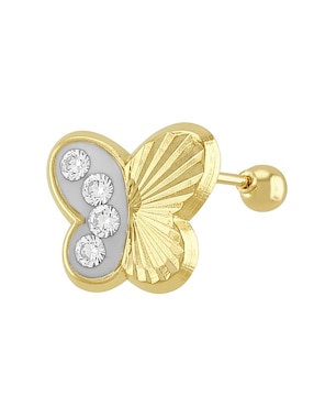 Broqueles de mariposa Joyería M de leon de oro 10 K con acabado pulido zirconia