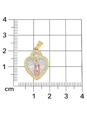Medalla de corazón Joyerias Bizzarro virgen de guadalupe de oro florentino 14 K zirconia