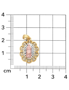 Medalla de flor Joyerias Bizzarro virgen de guadalupe de oro florentino 14 K zirconia