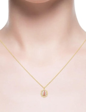 Medalla de flor Joyerias Bizzarro virgen de guadalupe de oro florentino 14 K zirconia