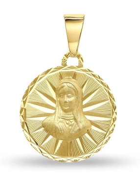 Medalla redonda Joyerias Bizzarro virgen de guadalupe de oro amarillo 14 K