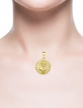 Medalla redonda Joyerias Bizzarro virgen de guadalupe de oro amarillo 14 K