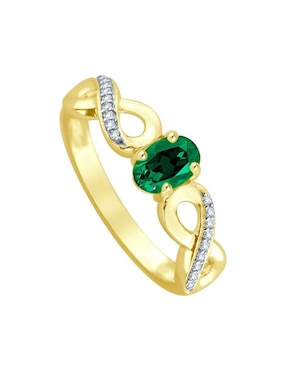 Anillo de infinito Fascinare Lisa 14 k de oro esmeralda y diamante brillante