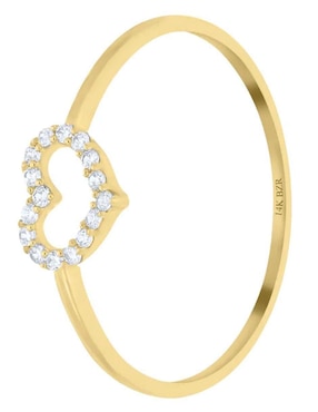 Anillo de corazón Joyerías Bizzarro 14 k de oro amarillo zirconia brillante
