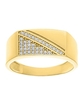 Anillo circular Joyería M De Leon 10 k de oro zirconia pulido