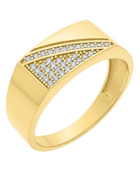 Anillo circular Joyería M De Leon 10 k de oro zirconia pulido
