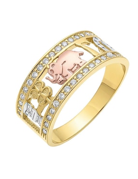 Anillo circular Joyería M De Leon 10 k de oro zirconia pulido