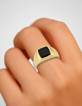 Anillo circular Joyería M De Leon 10 k de oro ónix pulido