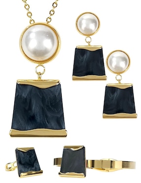 Collar, pulsera, anillo y aretes Og de cristal