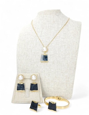 Collar, pulsera, anillo y aretes Og de cristal