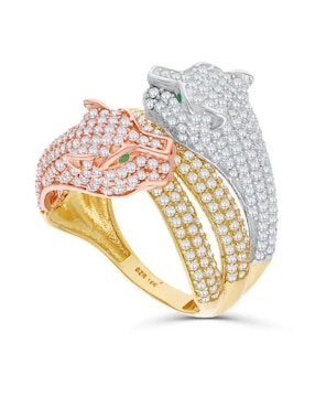 Anillo de jaguar Joyerias Bizzarro 14 k de oro florentino zirconia brillante