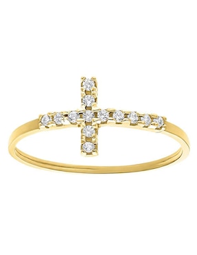 Anillo de cruz Joyería M De Leon 10 k de oro zirconia pulido