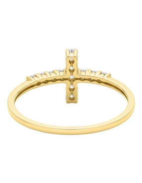 Anillo de cruz Joyería M De Leon 10 k de oro zirconia pulido