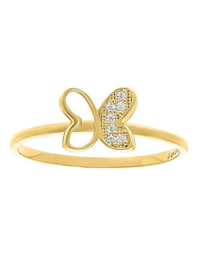Anillo de mariposa Joyería M De Leon 10 k de oro zirconia pulido