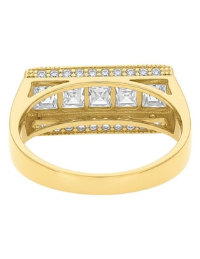 Anillo rectangular Joyería M De Leon 10 k de oro zirconia pulido