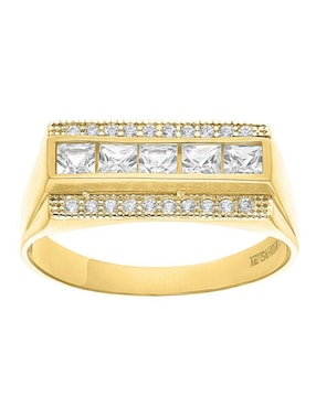 Anillo rectangular Joyería M De Leon 10 k de oro zirconia pulido