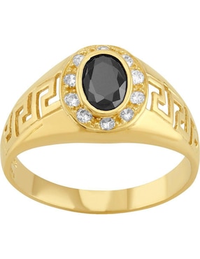 Anillo oval Joyería M De Leon 10 k de oro zirconia pulido