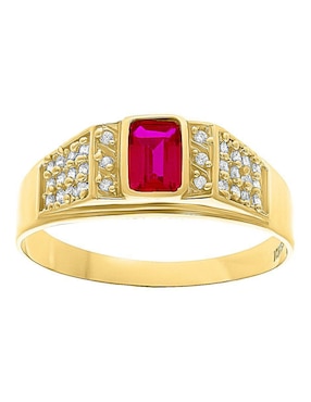 Anillo rectangular Joyería M De Leon 10 k de oro zirconia pulido