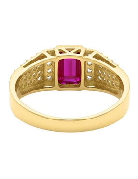 Anillo rectangular Joyería M De Leon 10 k de oro zirconia pulido