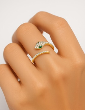 Anillo de serpiente Joyería M De Leon 10 k de oro zirconia pulido