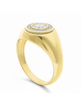 Anillo circular Joyería M De Leon 10 k de oro zirconia pulido