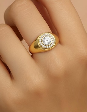 Anillo circular Joyería M De Leon 10 k de oro zirconia pulido