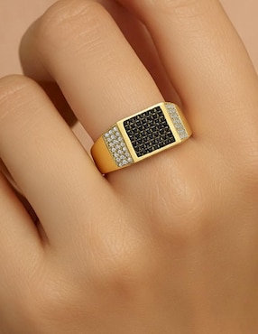 Anillo circular Joyería M De Leon 10 k de oro zirconia pulido