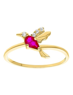Anillo de colibrí Joyería M De Leon 10 k de oro zirconia pulido