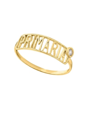 Anillo rectangular Joyería M De Leon 10 k de oro zirconia pulido
