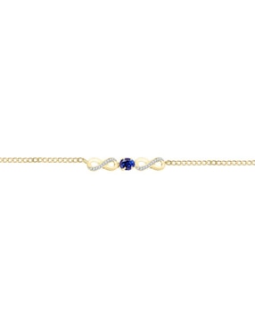 Pulsera Fascinare de oro con zafiro y diamante 14 K Lisa con acabado brillante