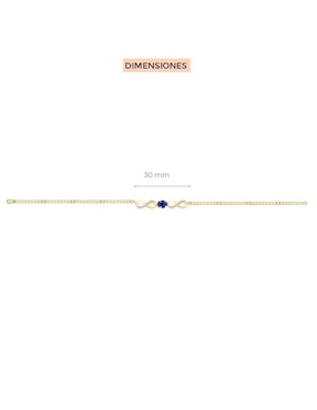 Pulsera Fascinare de oro con zafiro y diamante 14 K Lisa con acabado brillante