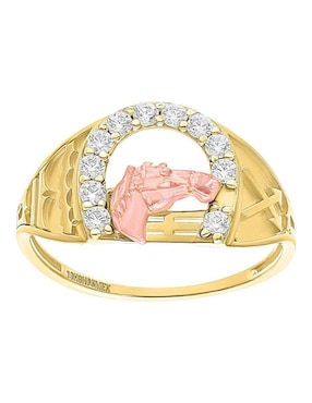 Anillo de caballo Joyería M De Leon 10 k de oro zirconia pulido