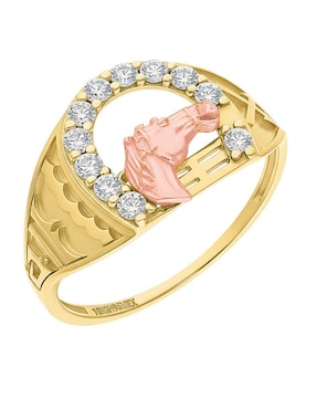 Anillo de caballo Joyería M De Leon 10 k de oro zirconia pulido