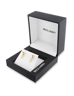 Aretes cortos de pantera Joyerias Bizzarro de oro amarillo 14 K con acabado brillante zirconia