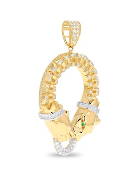 Dije de jaguar Joyerias Bizzarro de oro amarillo 14 K zirconia