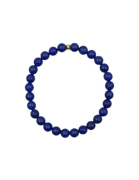 Pulsera Mancini de oro con lapislázuli 10 K con acabado liso